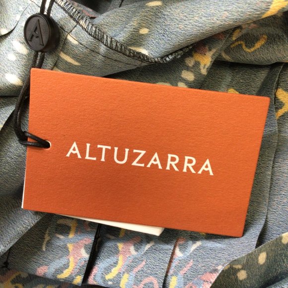 ALTUZARRA BLACK / RED MULTI TEYS PRINTED PLEATED DRESS - Picture 5 of 5